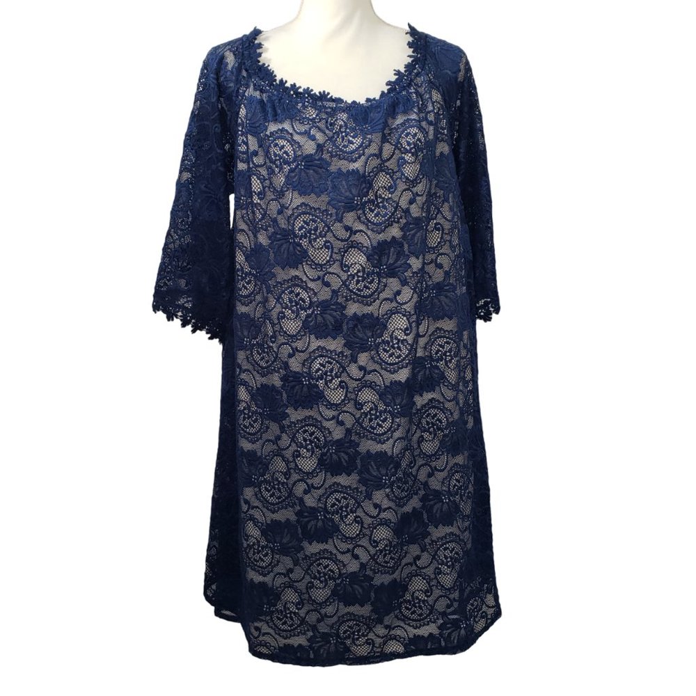 Miholl Navy Blue Lace w/ Lining Off Shoulde